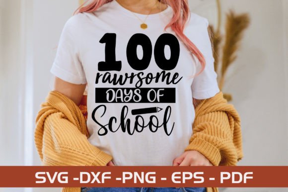 100 Rawrsome Days of School SVG Bundle: A Graphic Design Asset for Creative Crafts