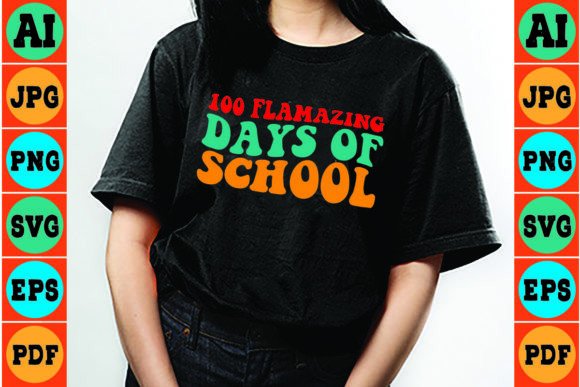 Retro 100 Flamazing Days of School – A Versatile Graphic Design Asset for Crafts and Creative Projects