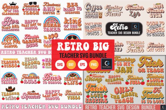 Retro Big Teacher Svg Bundle: A Crafts Graphic for Real-World Projects