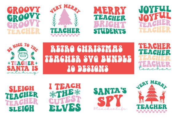 Retro Christmas Teacher SVG Bundle: A Vibrant Graphic Design Asset for Crafts and Seasonal Projects